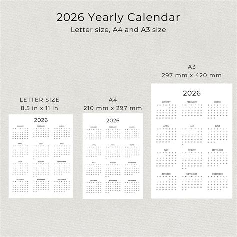 2026 Calendar 2026 Yearly Calendar Printable 2026 Wall Calendar 2026 ...