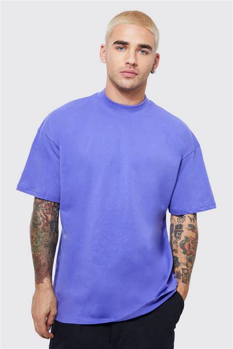 Men S Oversized Extended Neck T Shirt Boohoo Uk