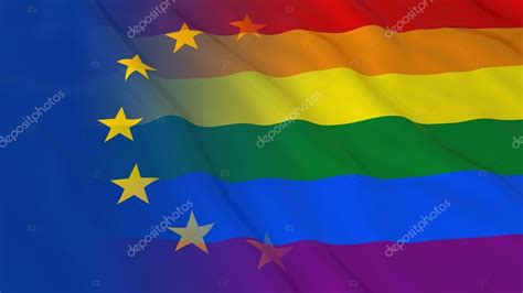 Concepto Orgullo Gay En Europa Bandera Arco Iris Fusionada E