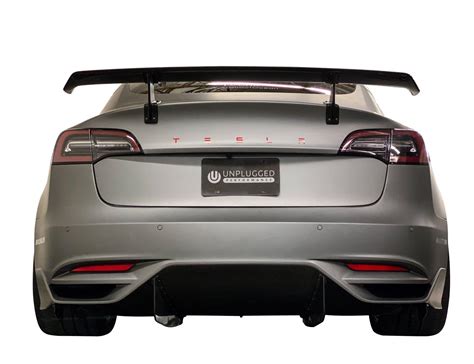 Unplugged Ascension R Carbon Fiber Rear Wing For Tesla Model 3 By