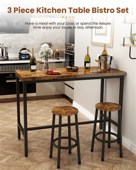 Buy Recaceik 3 Piece Pub Dining Set Modern Bar Table And Stools For 2