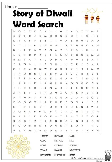 Story Of Diwali Word Search Diwali Story Diwali Free Printable