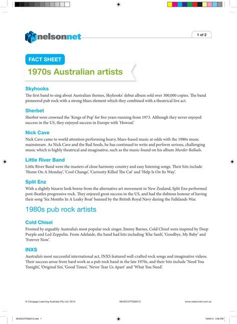 Pdf Fact Sheet 1970s Australian Artists Nelsonnet Dashboard