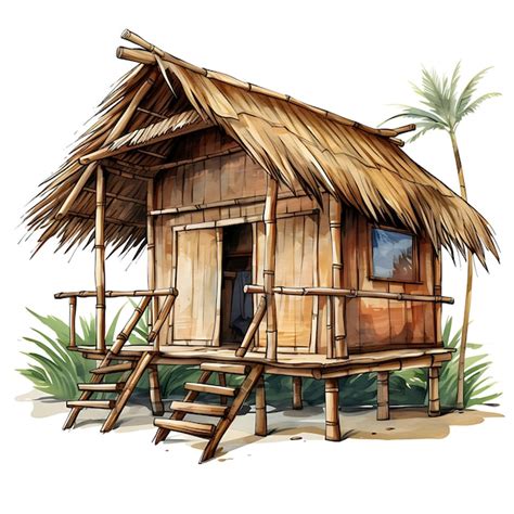 Premium Photo Watercolor Room Of Filipino Nipa Hut Room Traditional