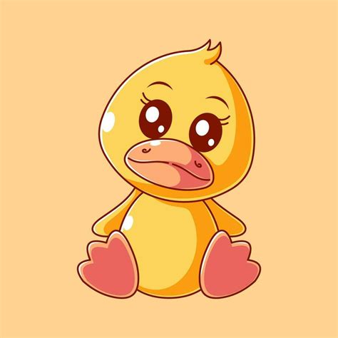 Cute duck doll sitting alone cartoon style 26812745 Vector Art at Vecteezy