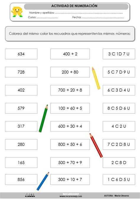 Actividad De Numeración Números Y Su Descomposición Numérica