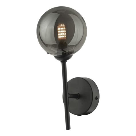 Cohen Matt Black Light Wall Light With Smoked Glass