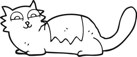 kucing kartun hitam putih  digambar  tangan bebas ilustrasi