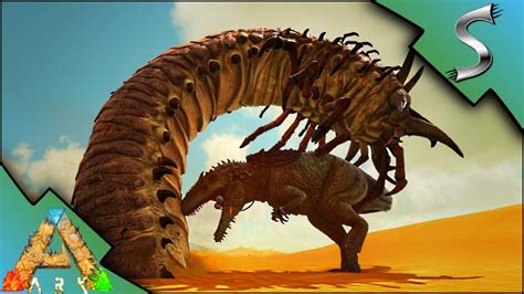 Gigantosaurus Vs Alpha Deathworm And Wyverns Ark Scorched Earth