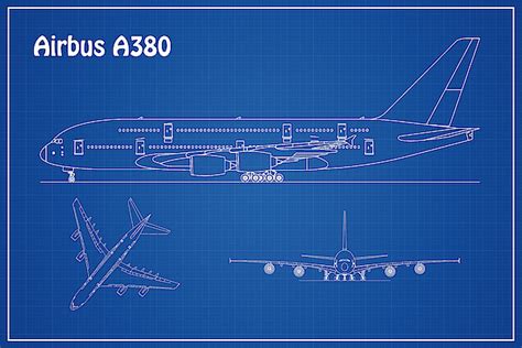 Airbus a380 - Airplane Blueprint. Drawing Plans or Schematics with ...