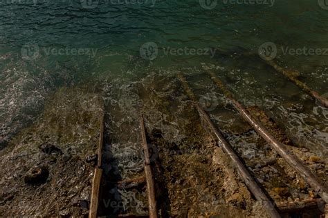 Turquoise waters in Es Portitxol, Ibiza, Spain. Hidden bay on the