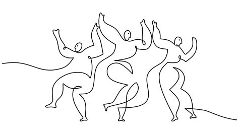 One Single Line Drawing Of Three Dancing People Picasso Style 20120754