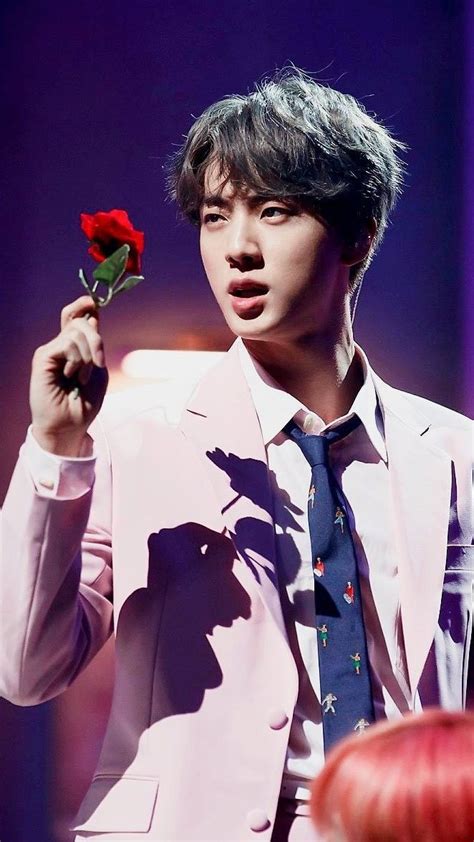 Jin With Rose Flower Seokjin Bts Seokjin Worldwide Handsome