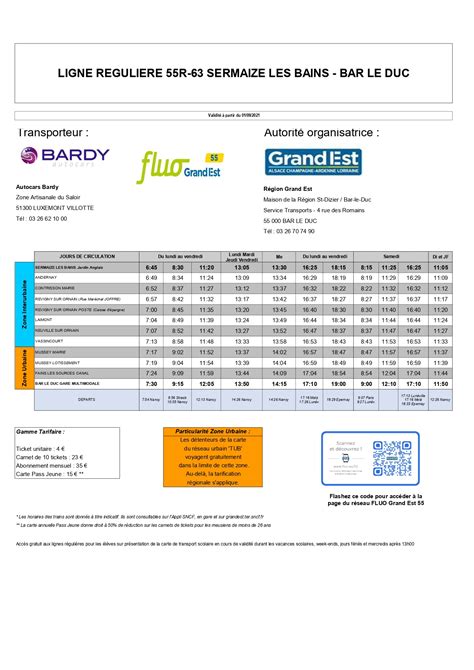 Horaires Ligne Bus 63 Bar Le Duc Sermaize Sermaize Les Bains