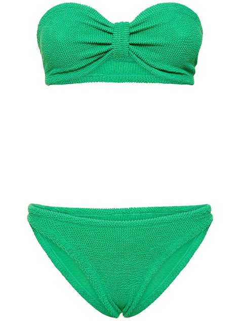 Hunza G Jean Bandeau Bikini Set Green Editorialist