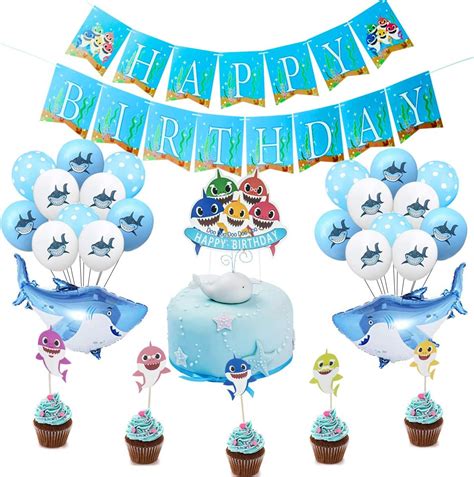 Amazon LIITA 38 Pack Baby Cute Shark Party Decorations Happy