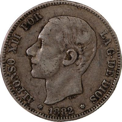 Pi Ce Espagne Espagne Alphonse Xii Pesetas Argent Msm