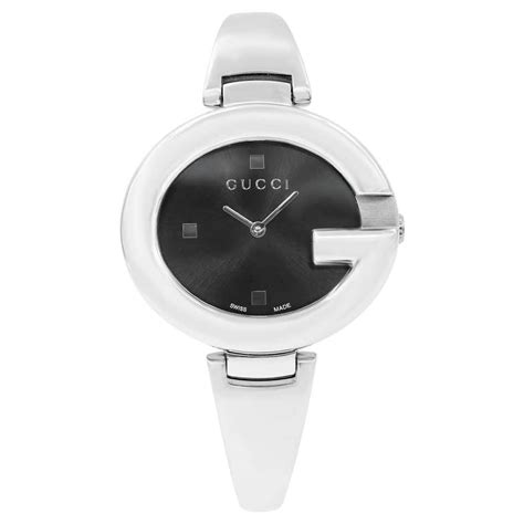 Gucci Guccissima Steel Black Oval Dial Quartz Ladies Bangle Watch Ya134301 At 1stdibs