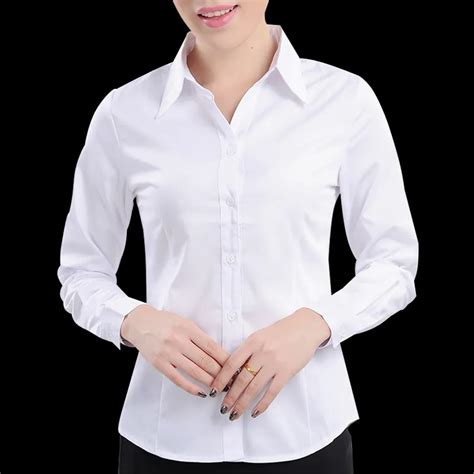 White shirt female work wear women's long sleeve shirt business formal ...