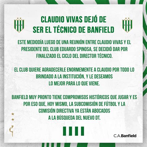 Club A Banfield On Twitter Claudio Vivas Dejó De Ser El Técnico De