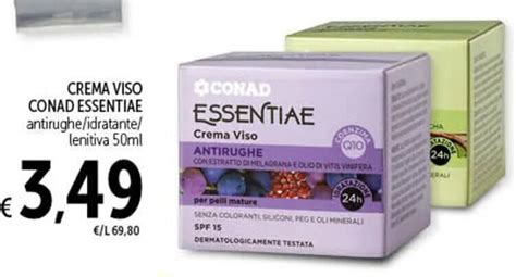 CREMA VISO CONAD ESSENTIAE Antirughe Idratante Lenitiva 50ml Offerta