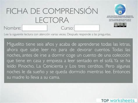 Comprensión Lectora 19 5 2º Ficha Interactiva Topworksheets