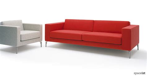 Smart Office Reception Sofa In Red Fabric Made In The Uk