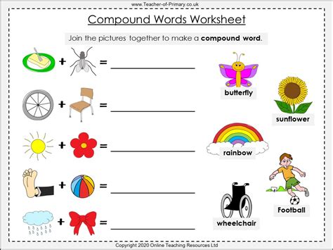 Compound Words Worksheets - Worksheets Library