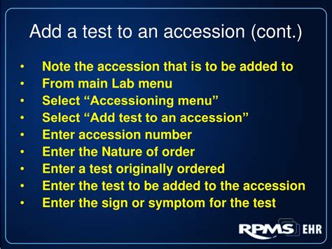 Ppt Accessioning Lab Tests Powerpoint Presentation Free Download