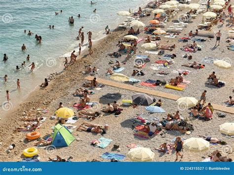 Dubrovnik, Croatia - July 06, 2021: a Crowd of People Resting on the ...