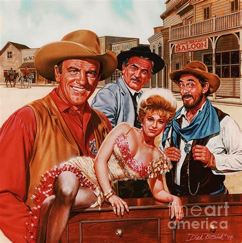 The Gunsmoke Cast Greeting Card by Dick Bobnick