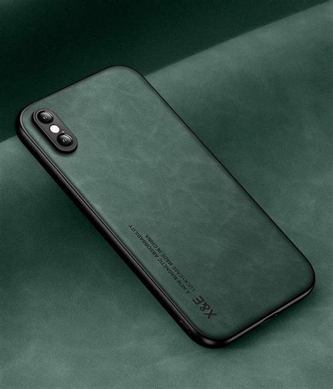 Кожаный чехол XnE iPhone X с металлической вставкой (Айфон Х Икс 10 ...