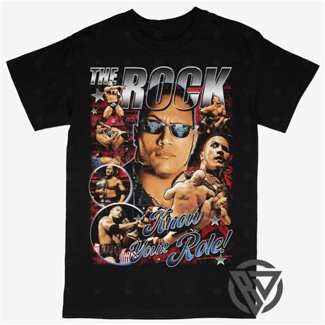 The Rock Tee Shirt Dwayne Johnson Wwf Wcw Aew Ecw Pro Wrestling V