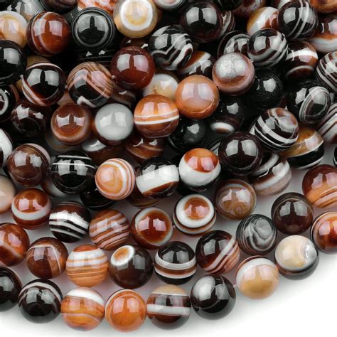 Natural Black Brown Sardonyx Agate Mm Mm Mm Mm Round Etsy