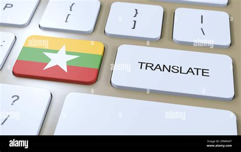 Translate Burmese Myanmar Language Concept. Translation of word. Button ...
