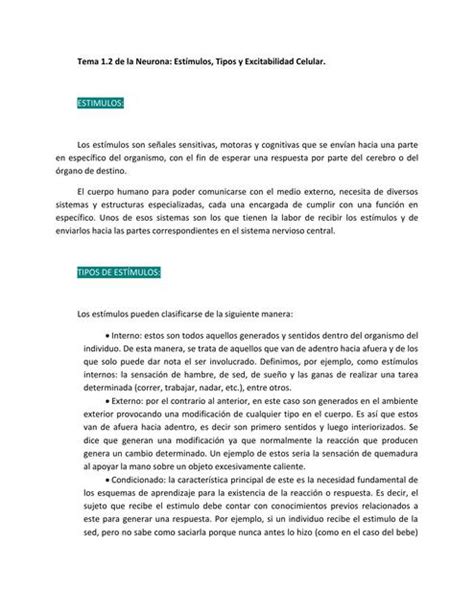 La Neurona Estímulos Tipos y Excitabilidad Celular Laura Rojas uDocz