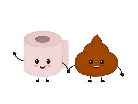 Premium Vector Cute Smiling Happy Funny Poop And Toilet Paper Roll