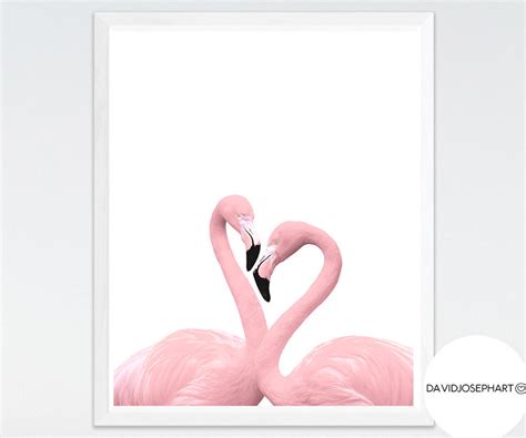 Flamingo Heart Print Flamingo Poster Pink Flamingo Nature Print