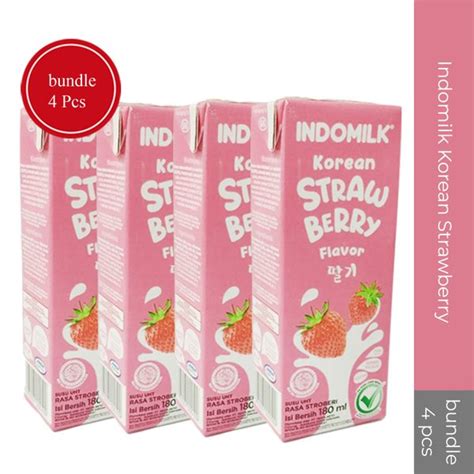 Jual Susu Uht Indomilk Korean Strawberry Bundle 4 Pcs Indonesiashopee