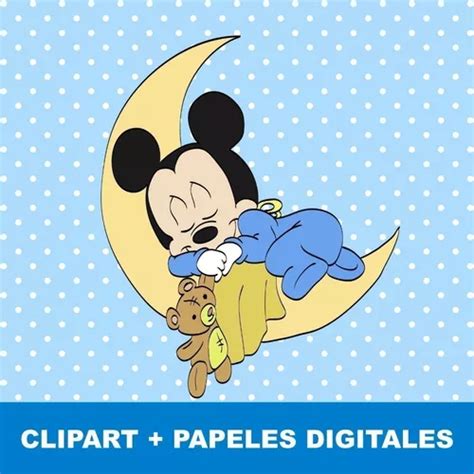 Kit Mickey Bebé Clipart Png Y Papeles Digitales Meses sin interés