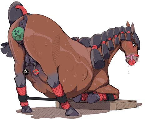 Rule 34 Anthro Ball Gag Bondage Braid Horse Mare Nude Stomach Bulge