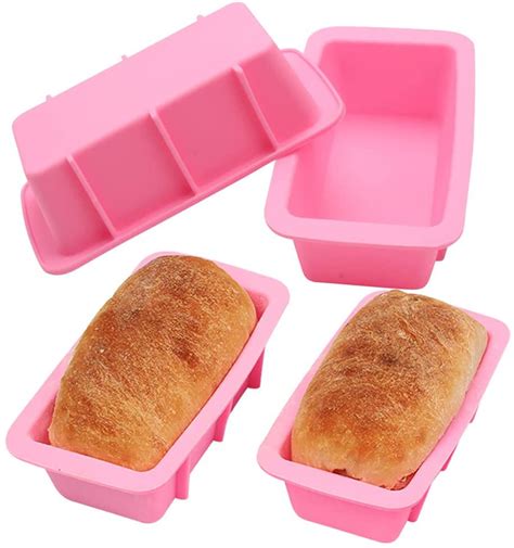 Silicone Mini Bread Loaf Pans - Nonstick Small Toast Cake Bakeware (Set ...