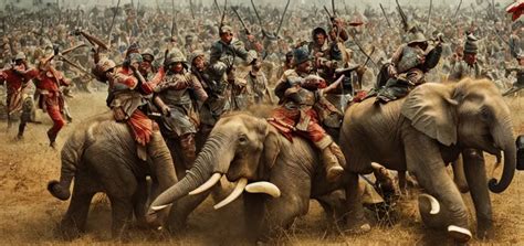 The Elephant Duel Of Warlords Who Fight On Back Of Stable Diffusion