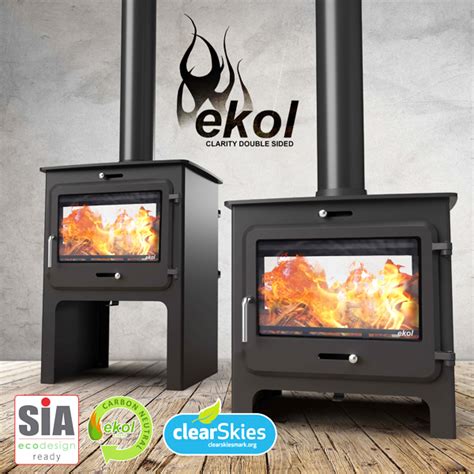 Ekol Clarity Double Sided Multi Fuel Wood Burning Stove Flames Co Uk