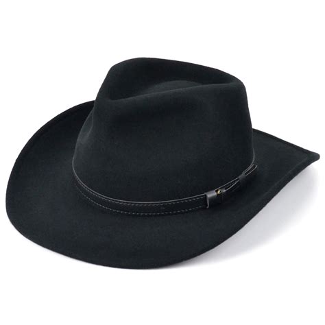 Waterproof Wool Felt Hat Stetson Cowboy Quality Mens Fedora New Black