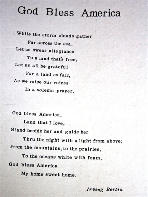 Printable God Bless America Lyrics