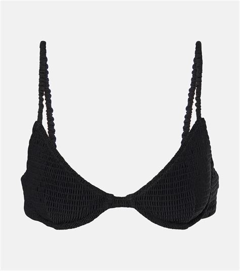Smocked Bikini Top In Black Toteme Mytheresa