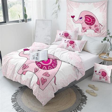 Pink Elephant Bedding Set | Elephant bedding set, Elephant bedding ...