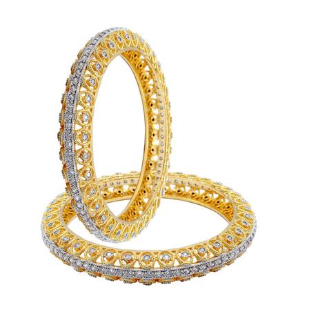 Designer Broad Kada Gold American Diamond Kada Gold Plated Affinity