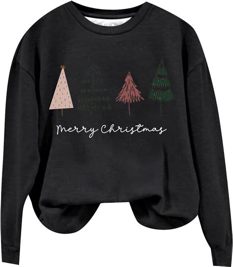 Women Christmas Sweatshirts Funny Graphic Pullover Merry